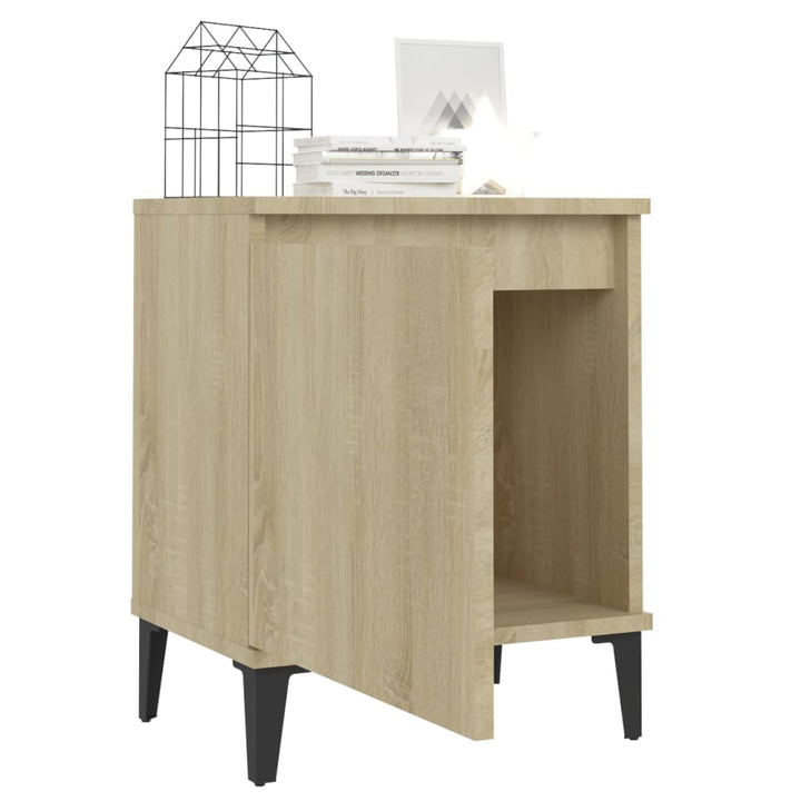 sengeborde med metalben 40x30x50 cm sonoma-eg