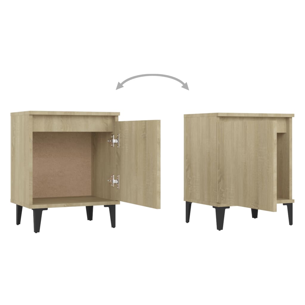sengeborde med metalben 40x30x50 cm sonoma-eg