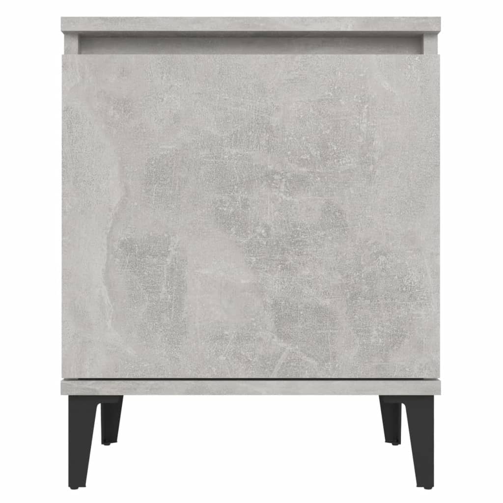 sengebord med metalben 40x30x50 cm betongrå
