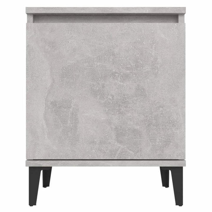 sengebord med metalben 40x30x50 cm betongrå