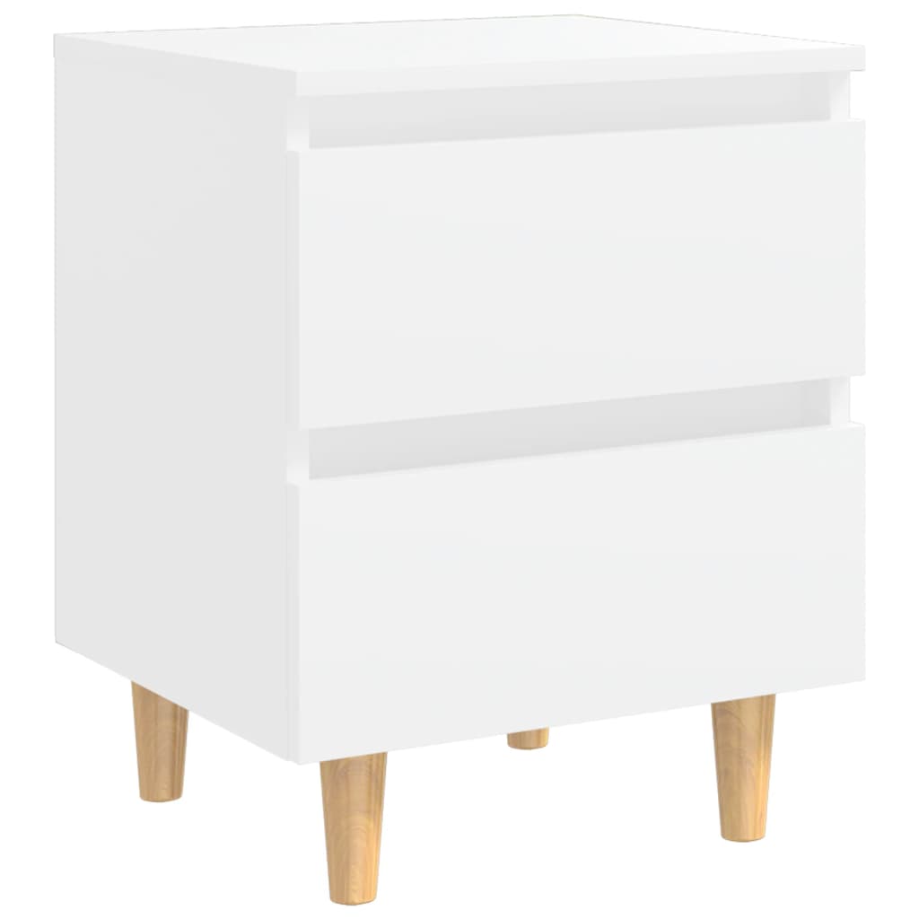 sengeskabe med ben i massivt fyrretræ 2 stk. 40x35x50 cm hvid