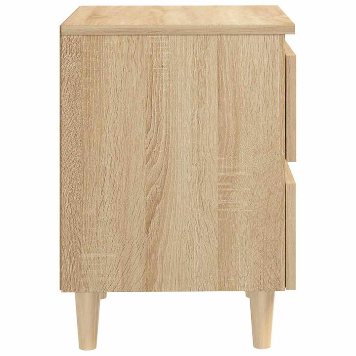 sengeskab med ben i massivt fyrretræ 2stk. 40x35x50cm sonoma-eg