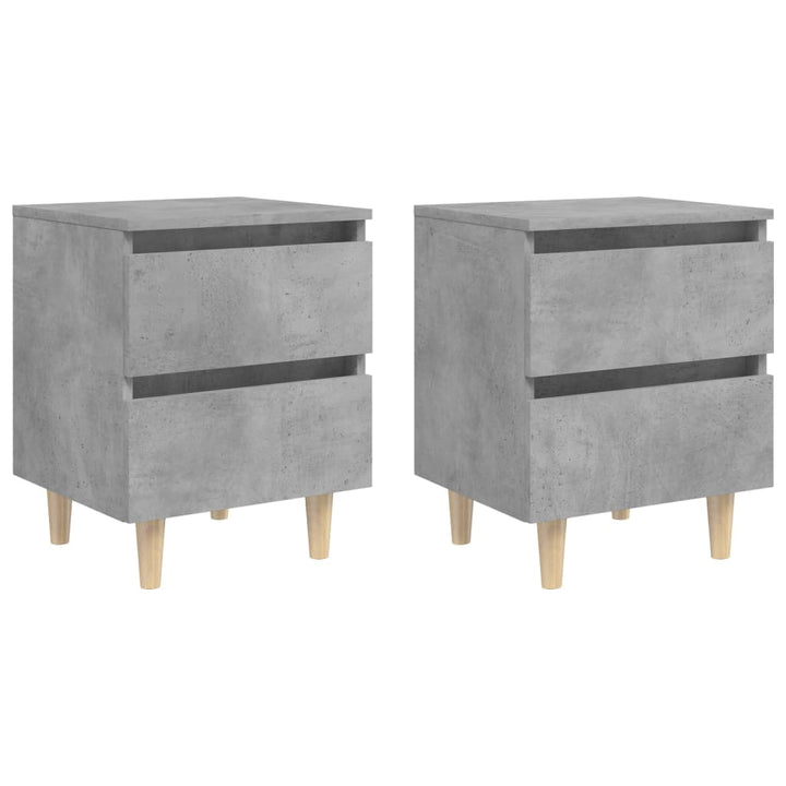 sengeskabe med ben i massivt fyrretræ 2stk. 40x35x50cm betongrå
