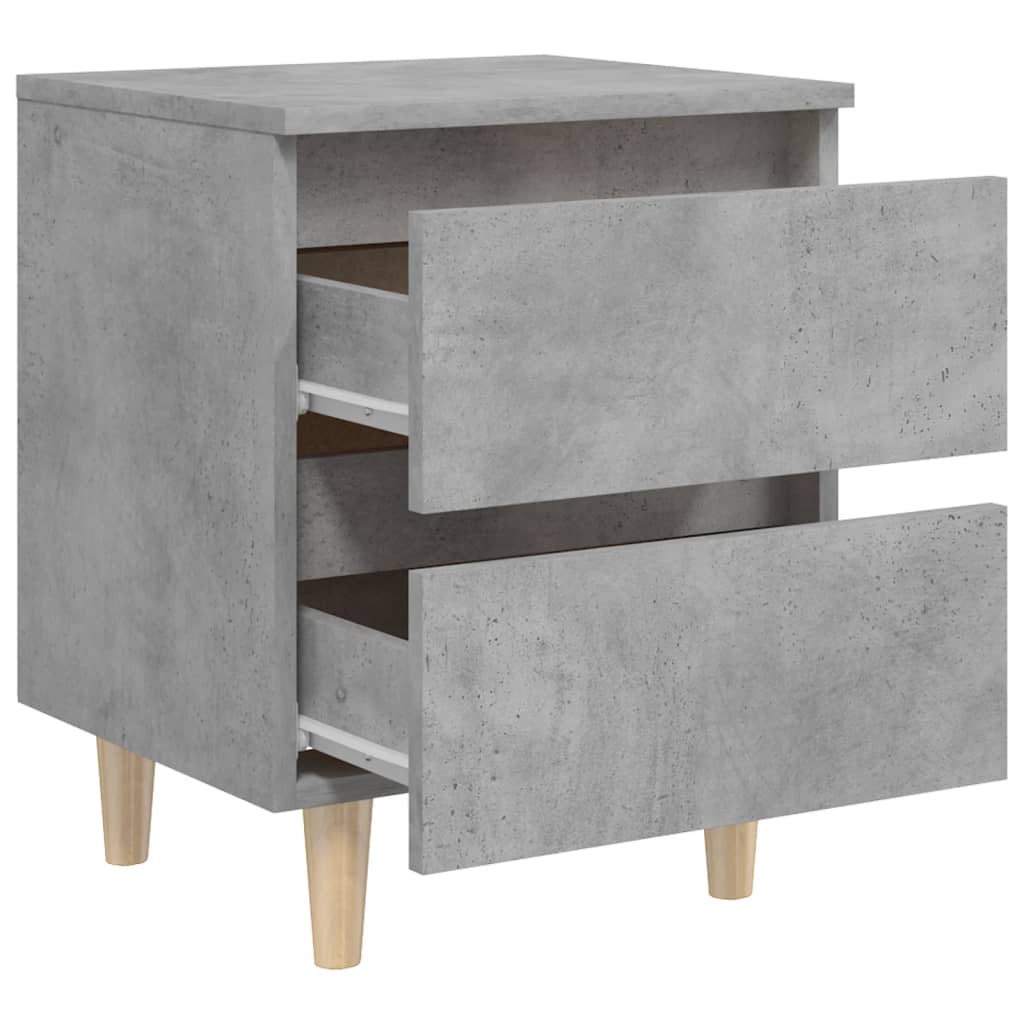 sengeskabe med ben i massivt fyrretræ 2stk. 40x35x50cm betongrå