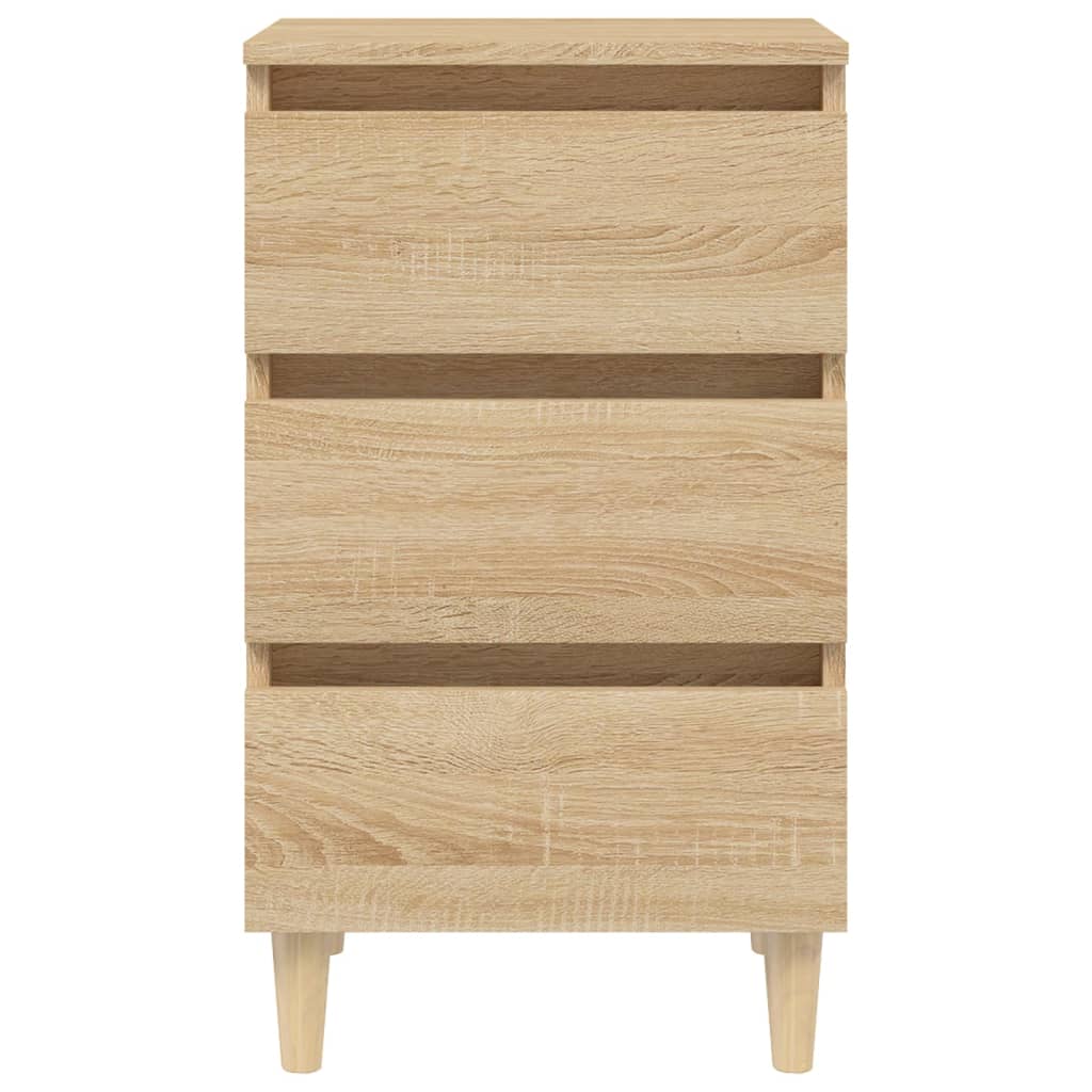 sengeskab m. massive træben 40x35x69 cm sonoma-eg