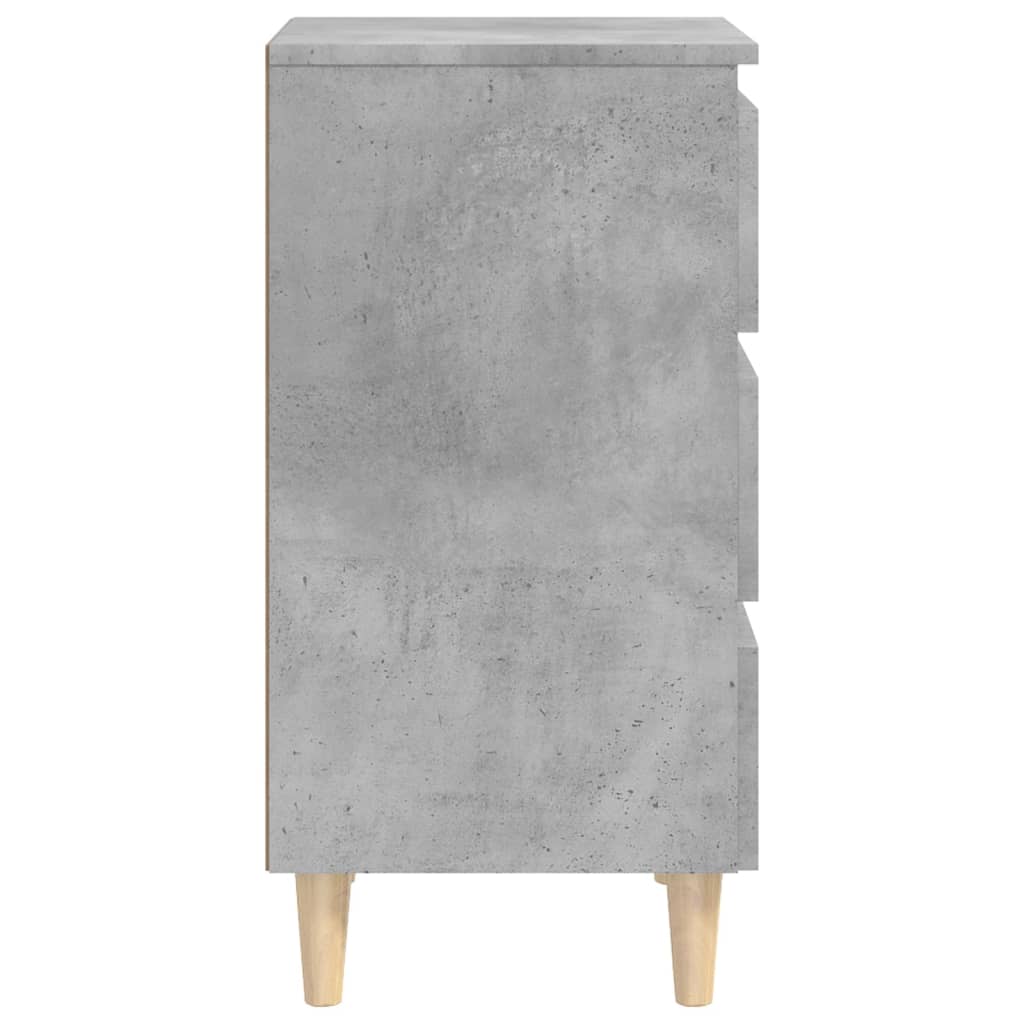 sengeskab m. massive træben 40x35x69 cm betongrå