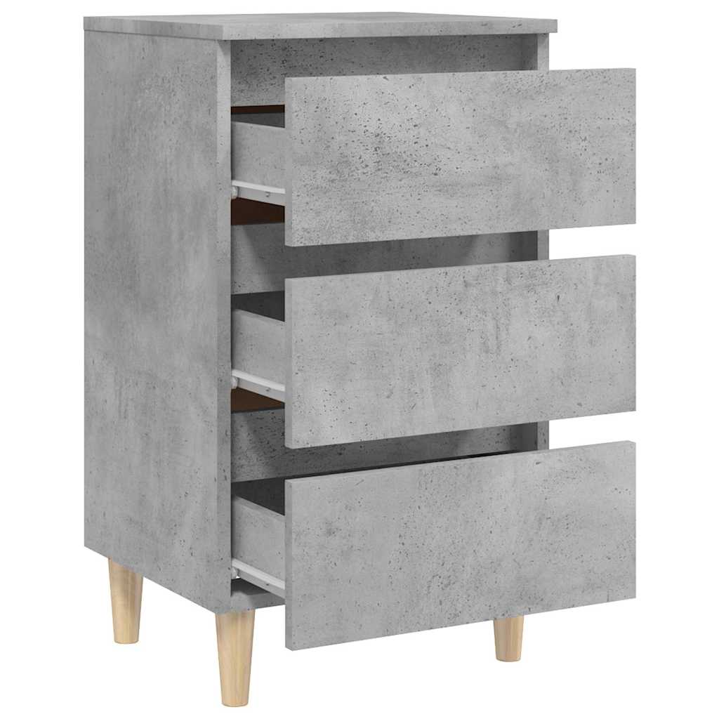 sengeskabe m. massive træben 2 stk. 40x35x69 cm betongrå