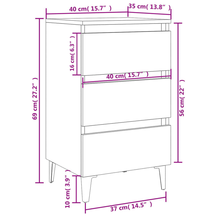 sengeskab m. metalben 40x35x69 cm sort