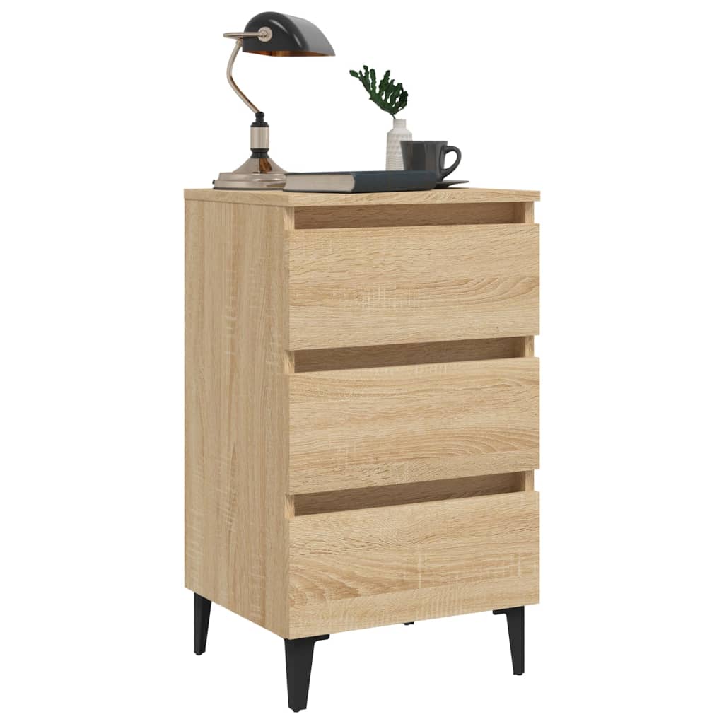 sengeskab m. metalben 40x35x69 cm sonoma-eg