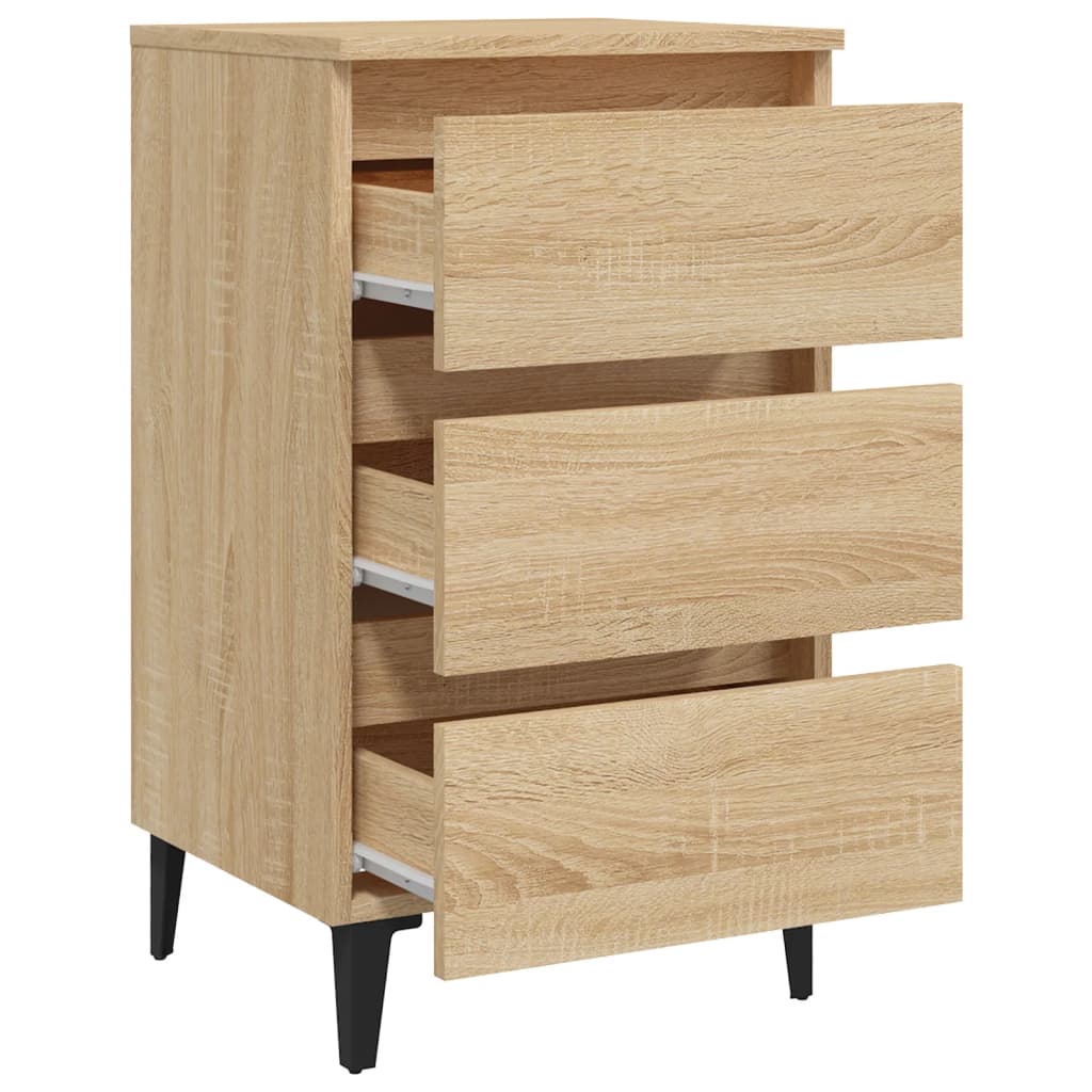 sengeskab m. metalben 40x35x69 cm sonoma-eg