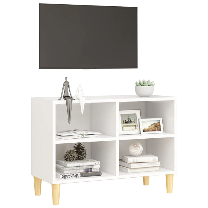 tv-skab med massive træben 69,5x30x50 cm hvid