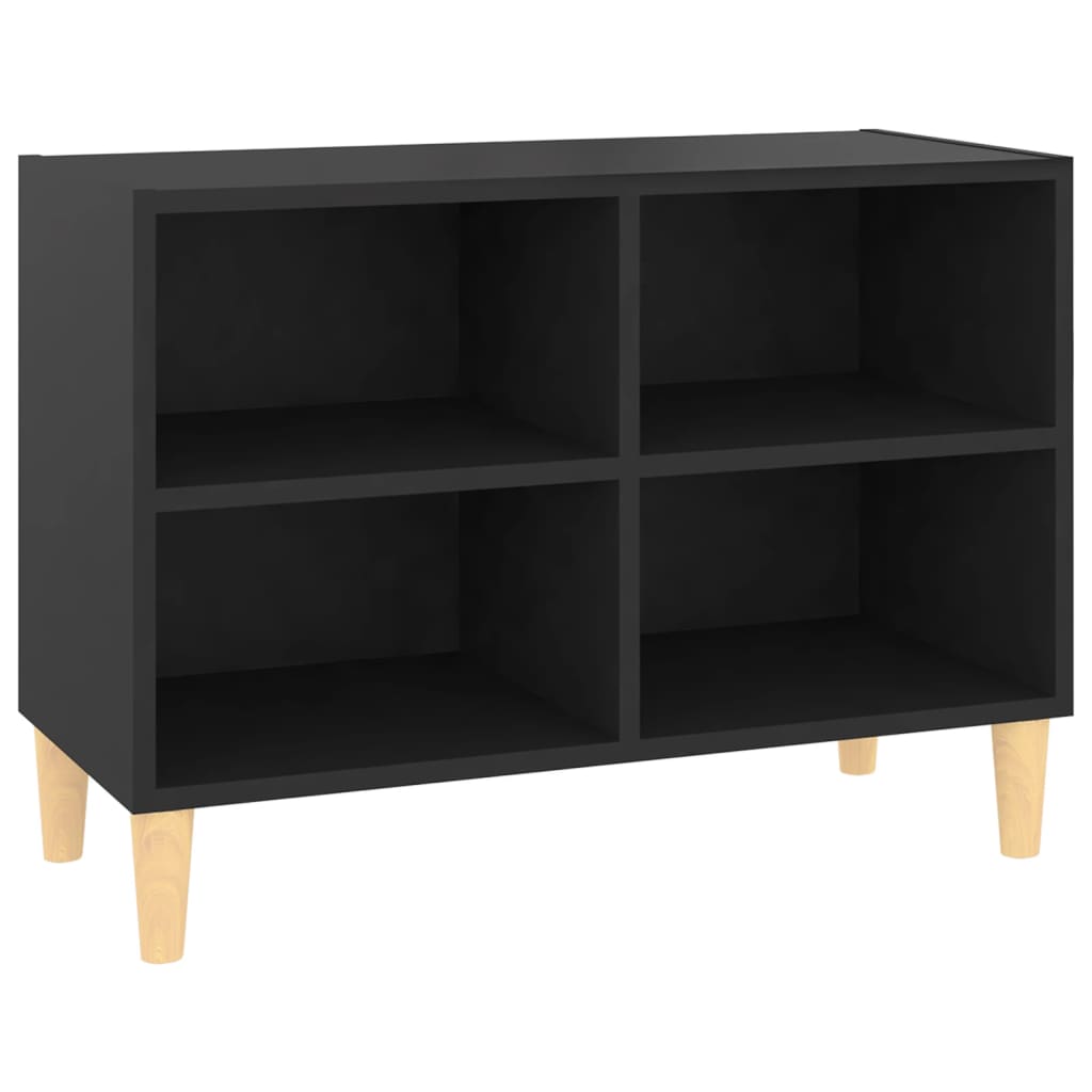 tv-skab med massive træben 69,5x30x50 cm sort