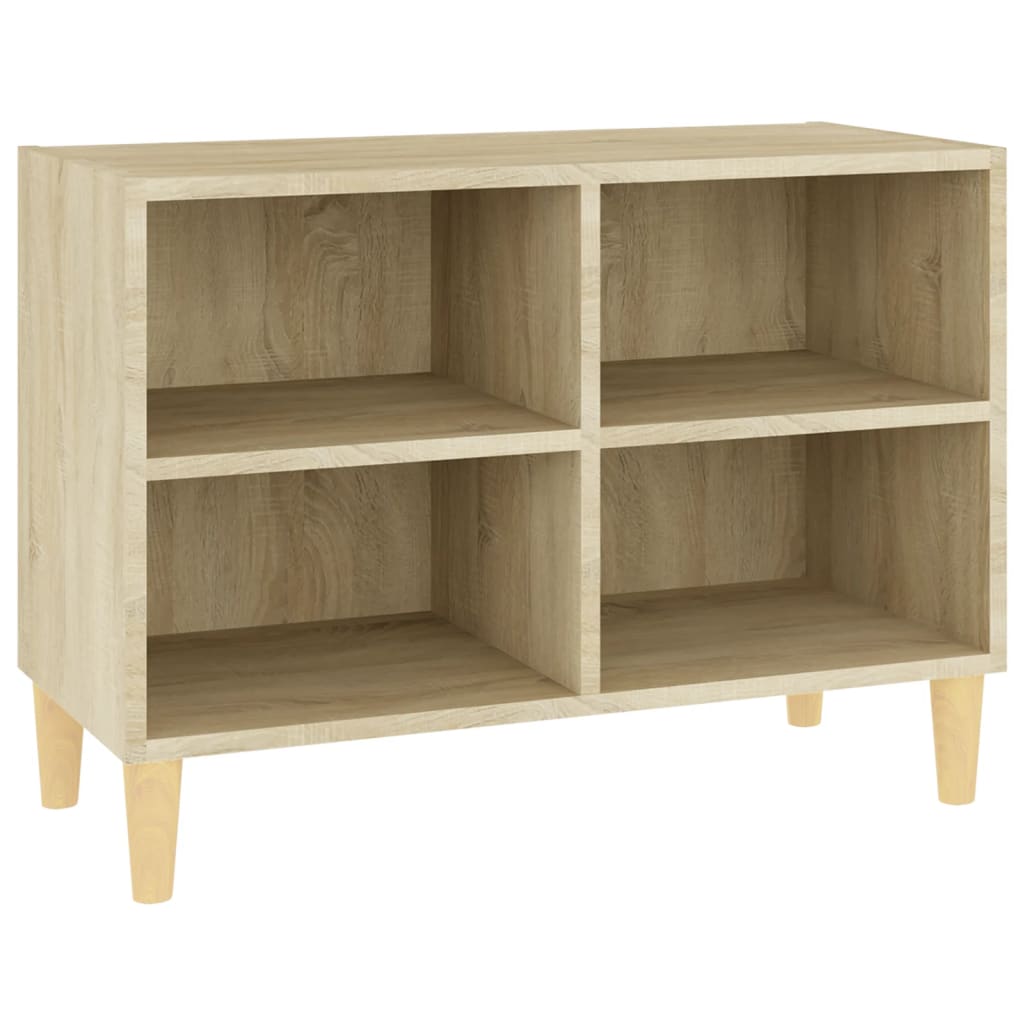 tv-skab med massive træben 69,5x30x50 cm sonoma-eg