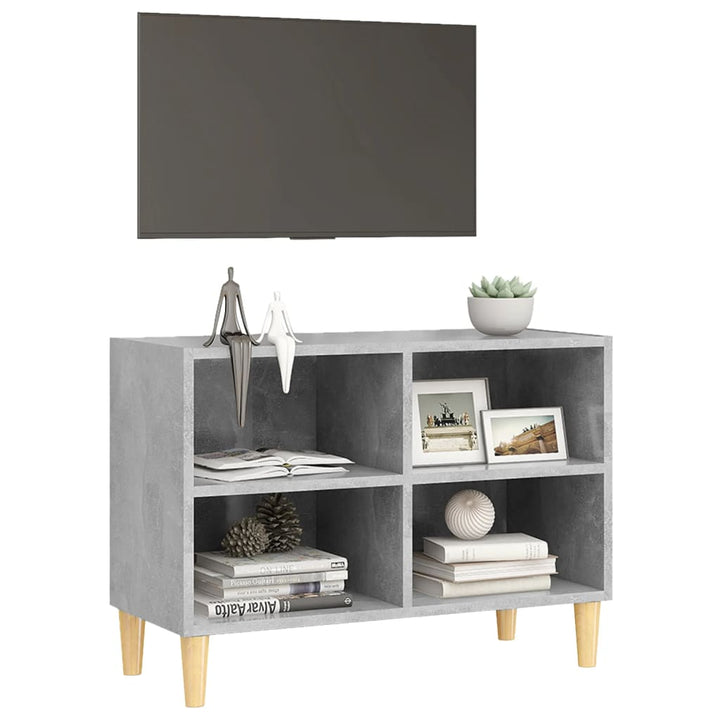 tv-skab med massive træben 69,5x30x50 cm betongrå