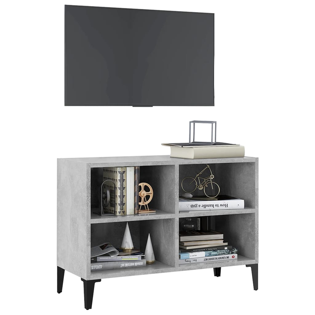tv-skab med metalben 69,5x30x50 cm betongrå