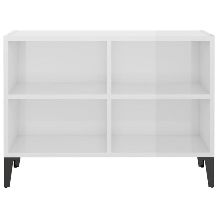 tv-skab med metalben 69,5x30x50 cm hvid højglans