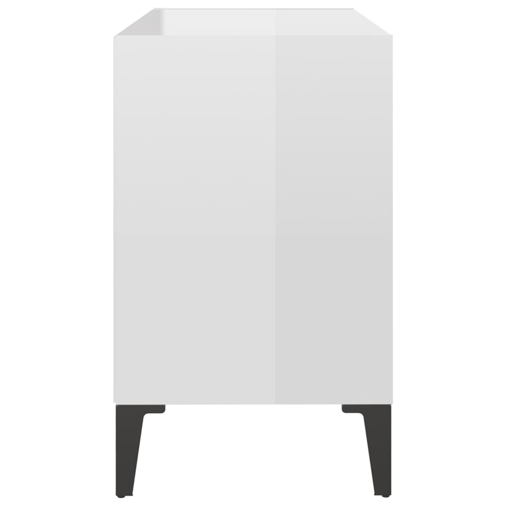 tv-skab med metalben 69,5x30x50 cm hvid højglans