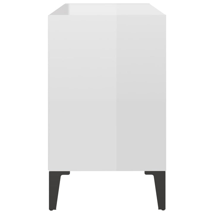 tv-skab med metalben 69,5x30x50 cm hvid højglans