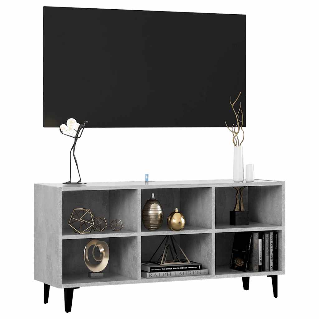 tv-skab med metalben 103,5x30x50 cm betongrå