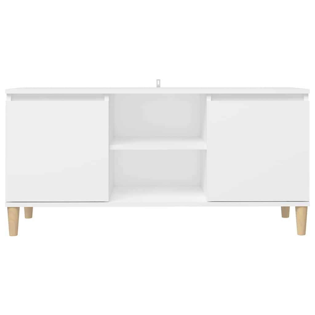 tv-bord med massive træben 103,5x35x50 cm hvid