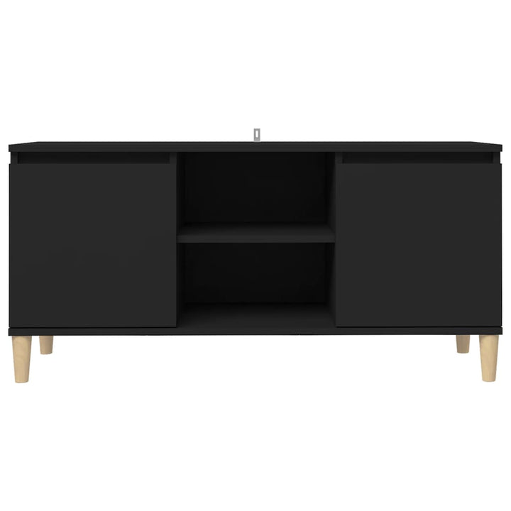 tv-bord med massive træben 103,5x35x50 cm sort