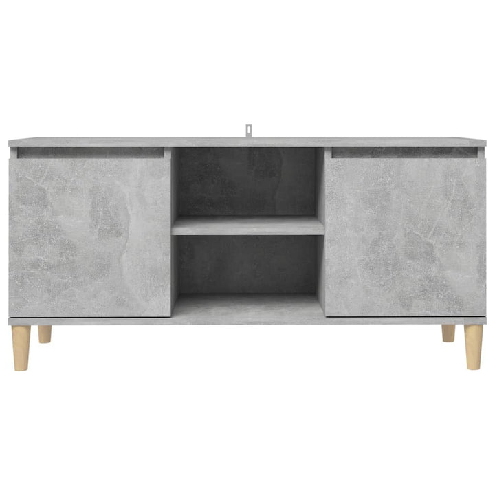 tv-bord med massive træben 103,5x35x50 cm betongrå