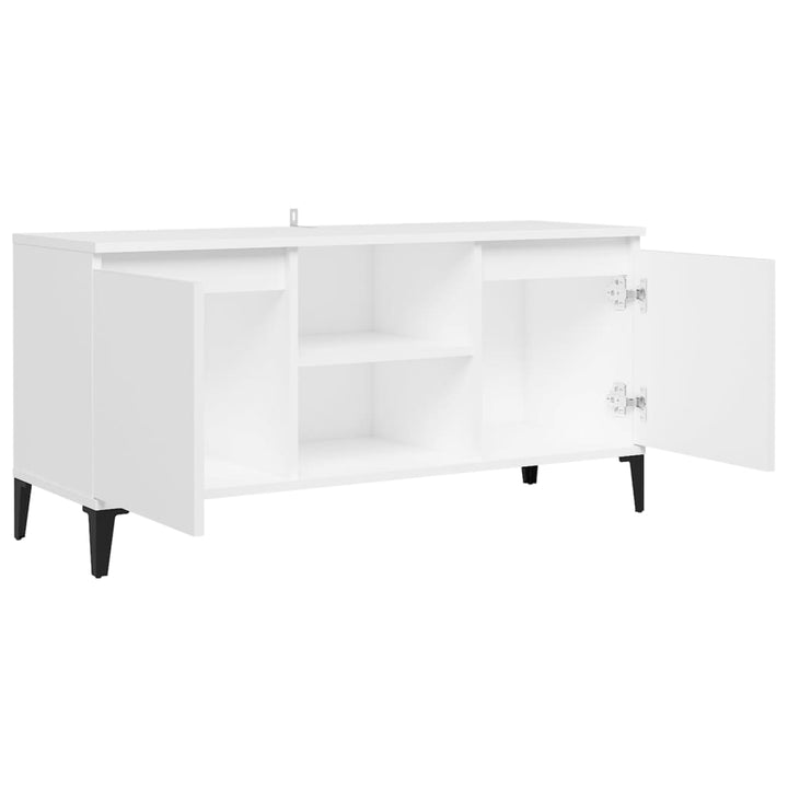 tv-skab med metalben 103,5x35x50 cm hvid
