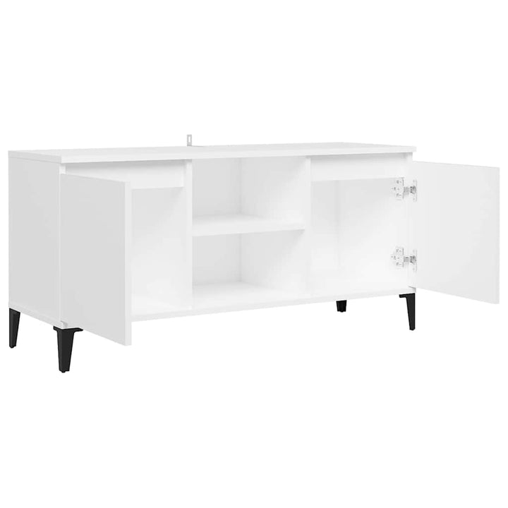 tv-skab med metalben 103,5x35x50 cm hvid