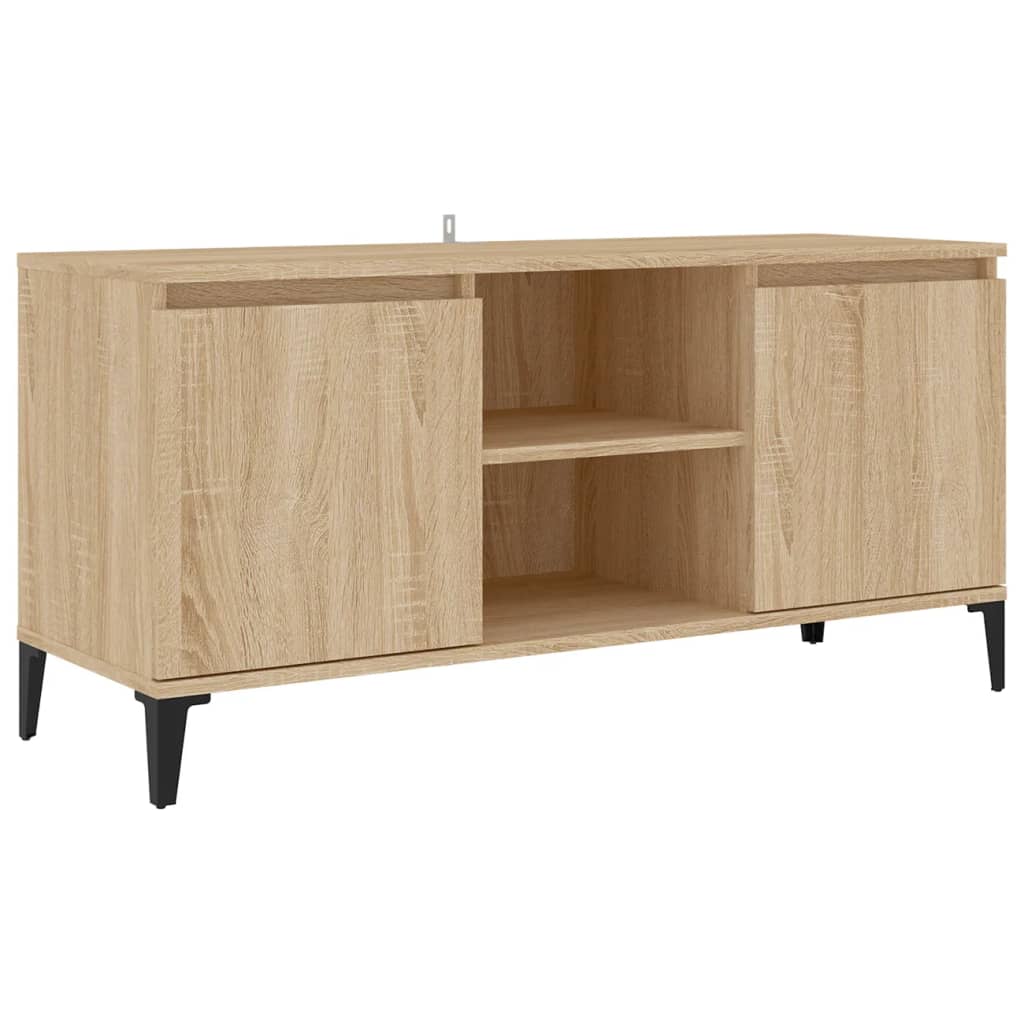 tv-skab med metalben 103,5x35x50 cm sonoma-eg