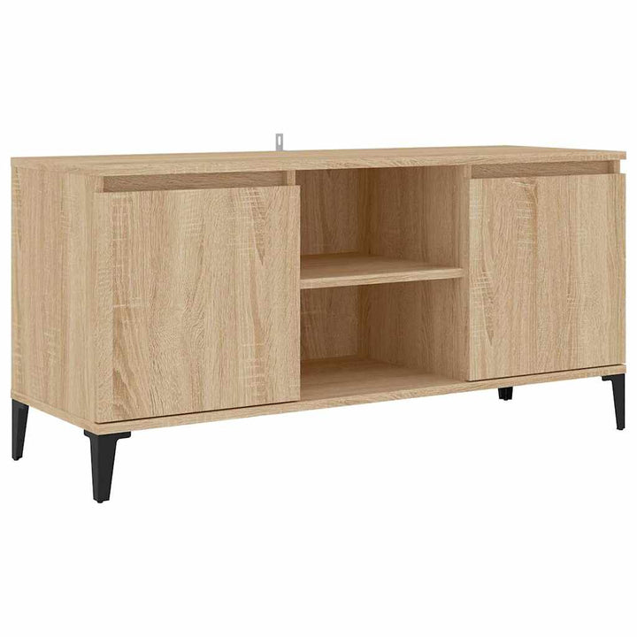 tv-skab med metalben 103,5x35x50 cm sonoma-eg
