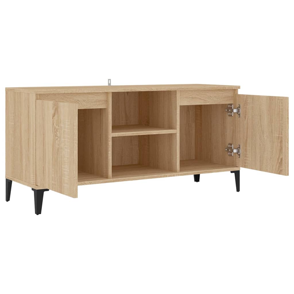 tv-skab med metalben 103,5x35x50 cm sonoma-eg