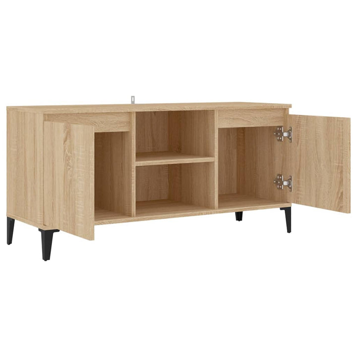 tv-skab med metalben 103,5x35x50 cm sonoma-eg