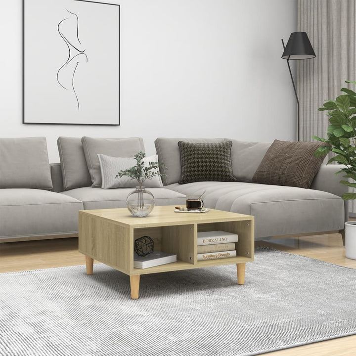 sofabord 60x60x30 cm konstrueret træ sonoma-eg