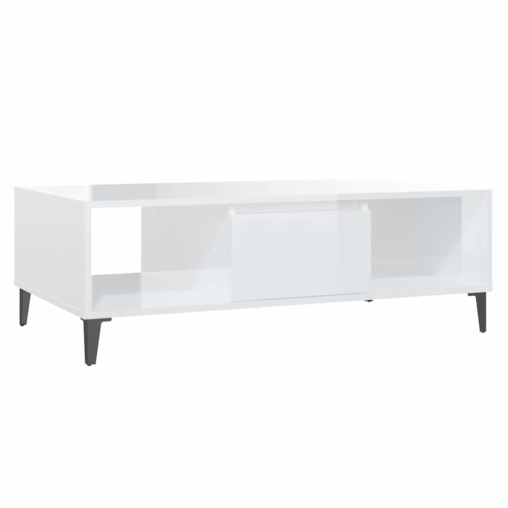 sofabord 103,5x60x35 cm konstrueret træ hvid højglans