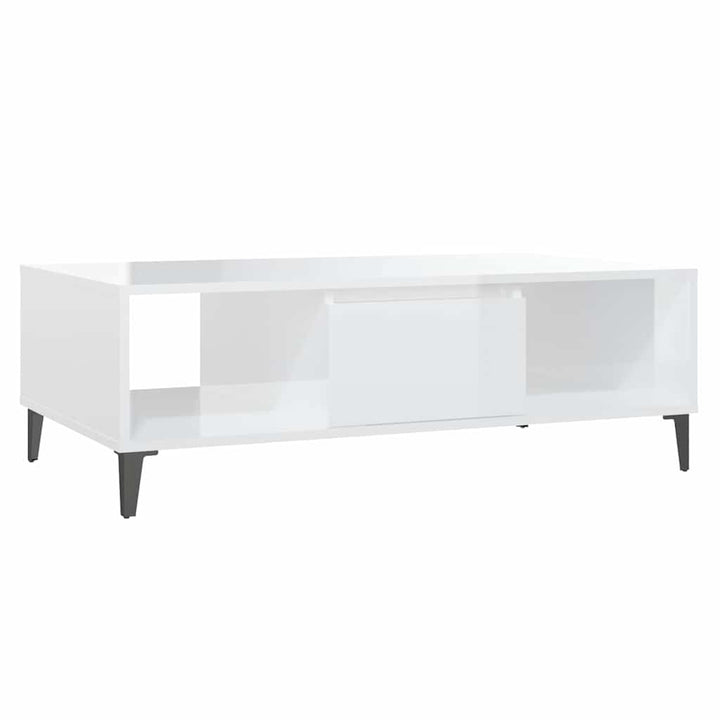 sofabord 103,5x60x35 cm konstrueret træ hvid højglans