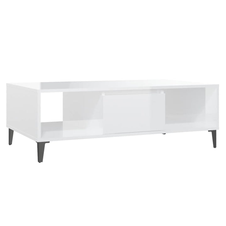 sofabord 103,5x60x35 cm konstrueret træ hvid højglans