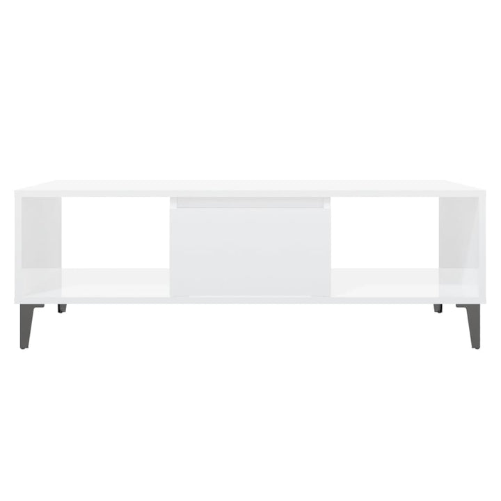 sofabord 103,5x60x35 cm konstrueret træ hvid højglans