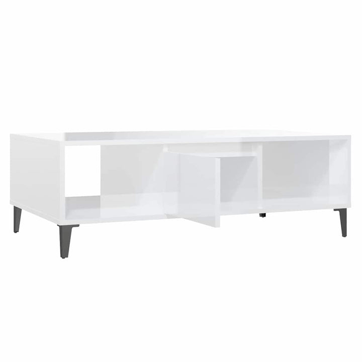 sofabord 103,5x60x35 cm konstrueret træ hvid højglans