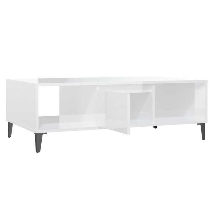 sofabord 103,5x60x35 cm konstrueret træ hvid højglans