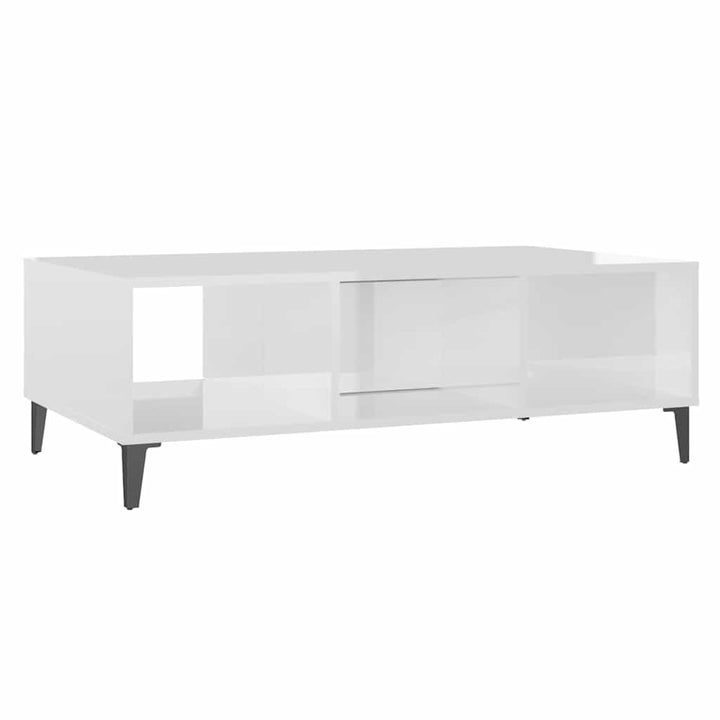 sofabord 103,5x60x35 cm konstrueret træ hvid højglans