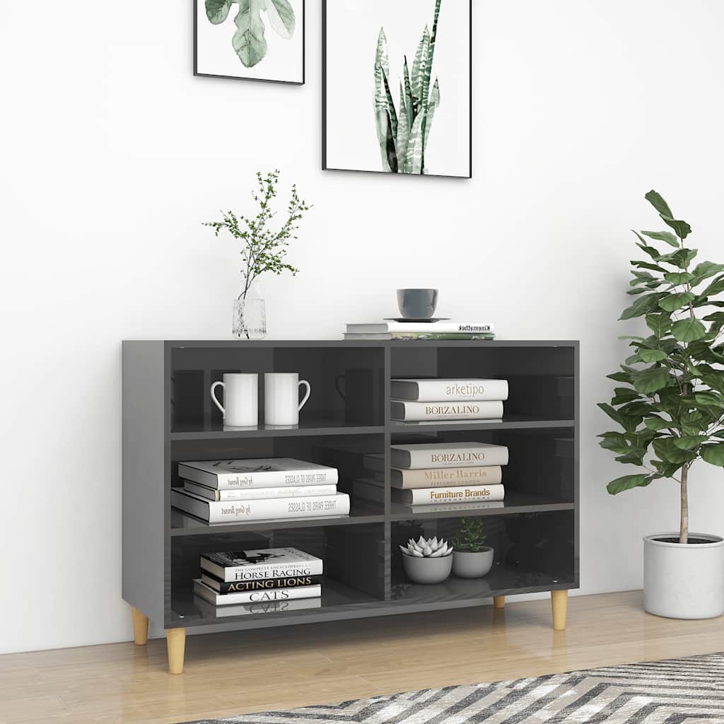 skænk 103,5x35x70 cm konstrueret træ grå højglans