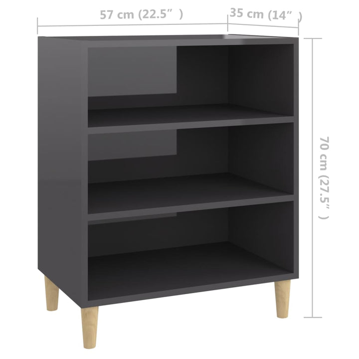 skænk 57x35x70 cm konstrueret træ grå højglans
