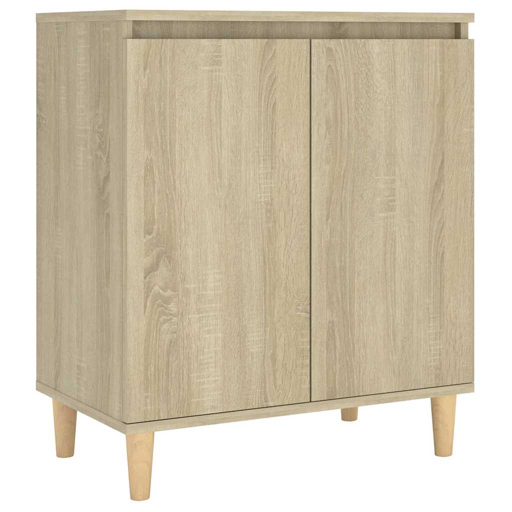 skænk med massive træben 60x35x70 cm konstrueret træ sonoma-eg
