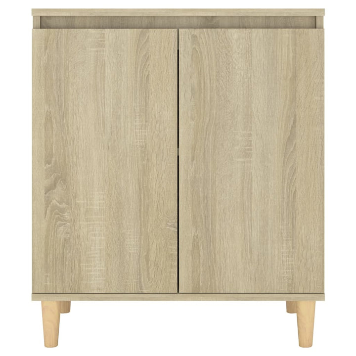 skænk med massive træben 60x35x70 cm konstrueret træ sonoma-eg