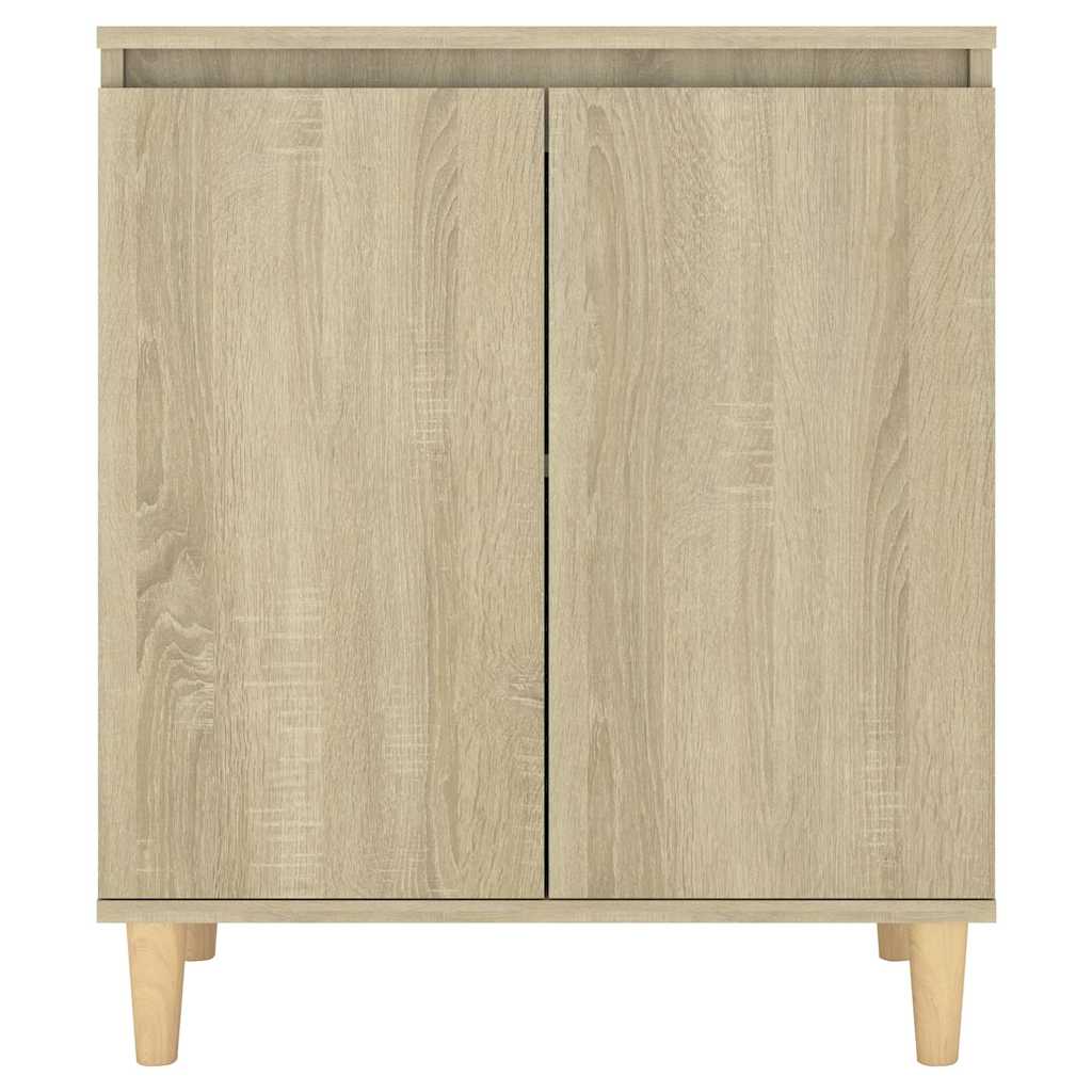 skænk med massive træben 60x35x70 cm konstrueret træ sonoma-eg