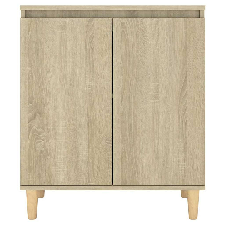 skænk med massive træben 60x35x70 cm konstrueret træ sonoma-eg