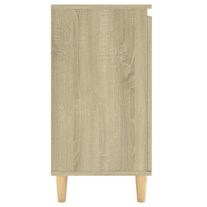 skænk med massive træben 60x35x70 cm konstrueret træ sonoma-eg