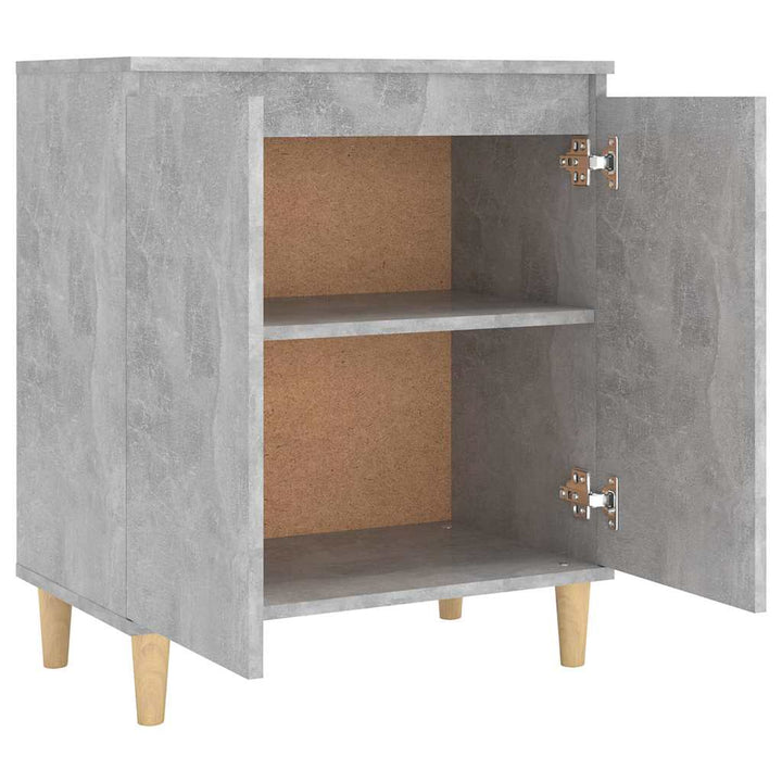 skænk med massive træben 60x35x70 cm konstrueret betongrå
