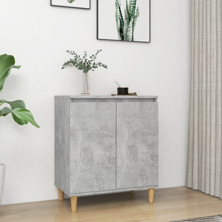 skænk med massive træben 60x35x70 cm konstrueret betongrå