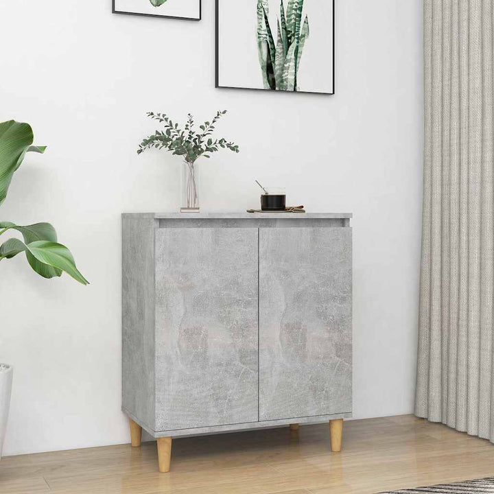 skænk med massive træben 60x35x70 cm konstrueret betongrå